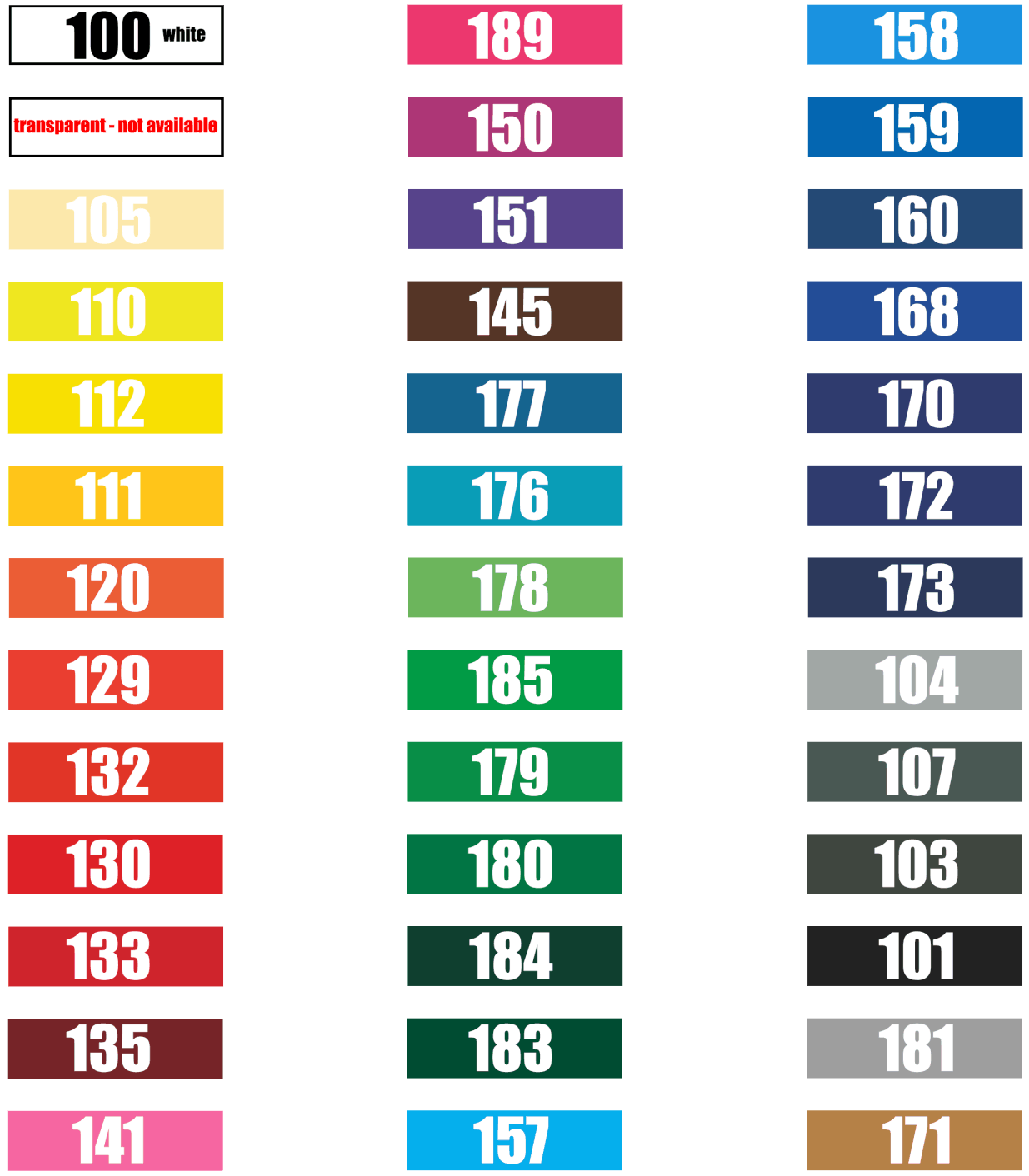 SignGuy's 38 Gloss Vinyl Colour Range